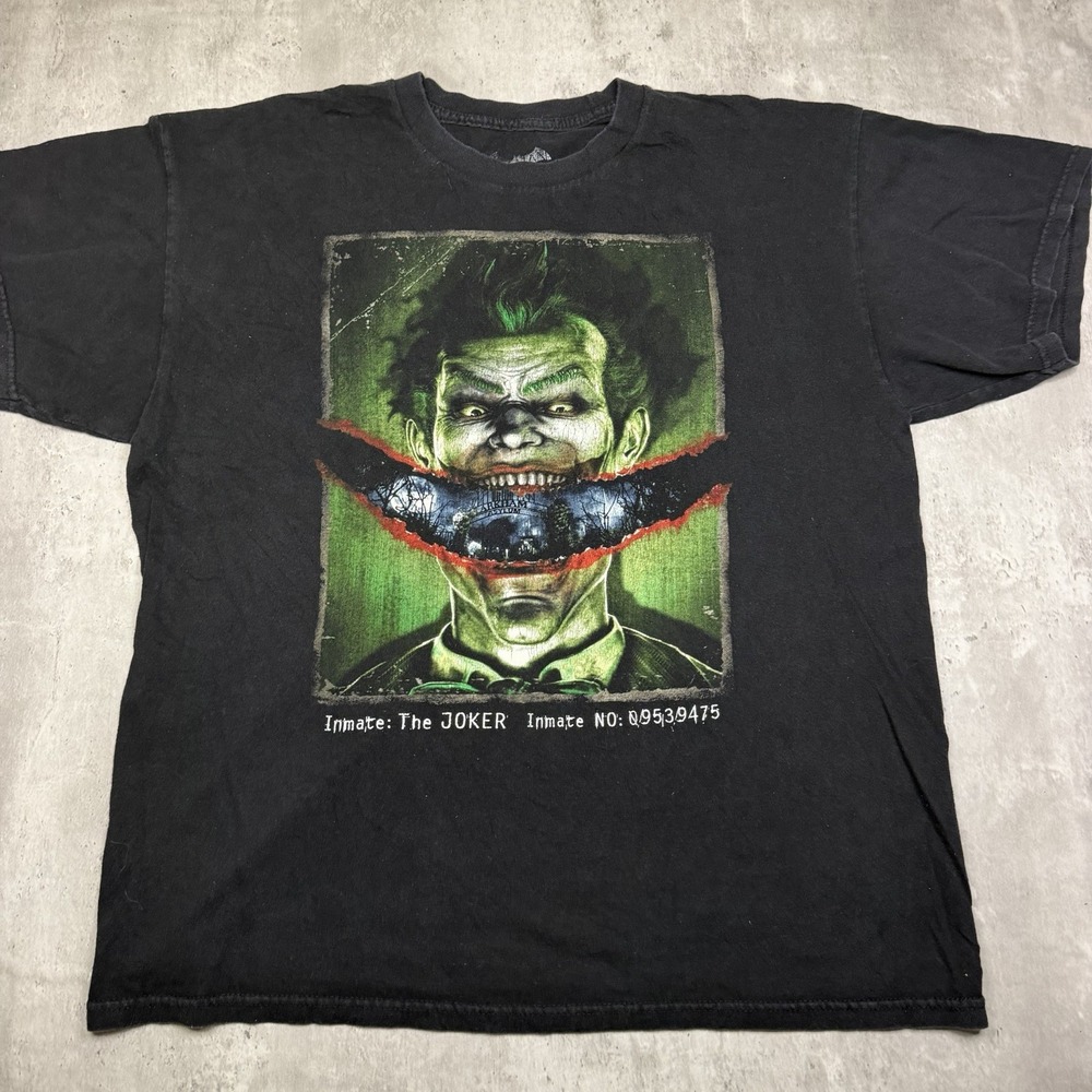 The Joker Arkham Asylum Inmate Batman Graphic T Shirt Size XL Black Promo